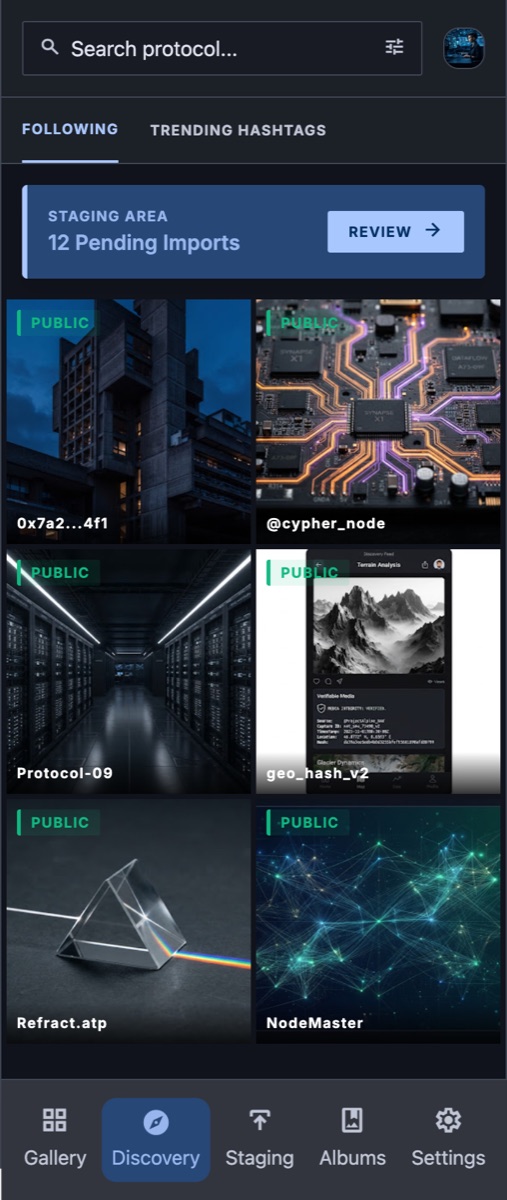 ATPix discovery feed on mobile