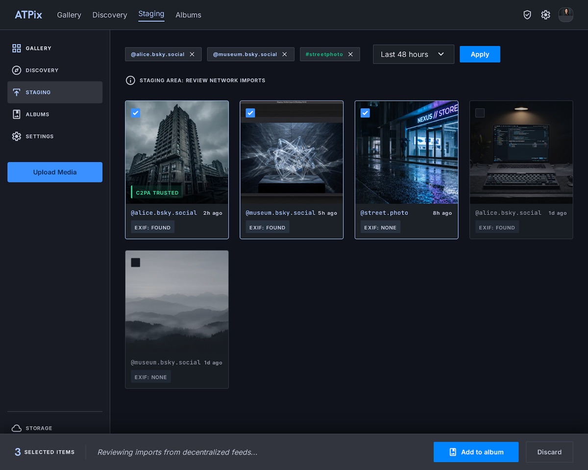 ATPix staging review imports interface